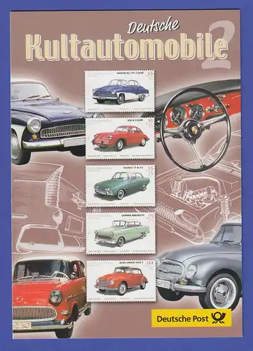 Deutschland 2003 Faltblatt "Deutsche Kultautomobile" mit Mi.-Nr. 2362-2366