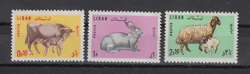 Libanon 1965 Landtiere Mi.-Nr. 911-913 Satz 3 Werte **