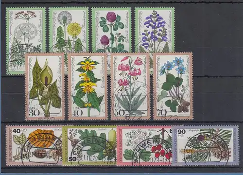 Bund Wohlfahrt 1977-1978-1979 Blumen/Pflanzen alle mit Luxus-Voll-O SCHWEINFURT
