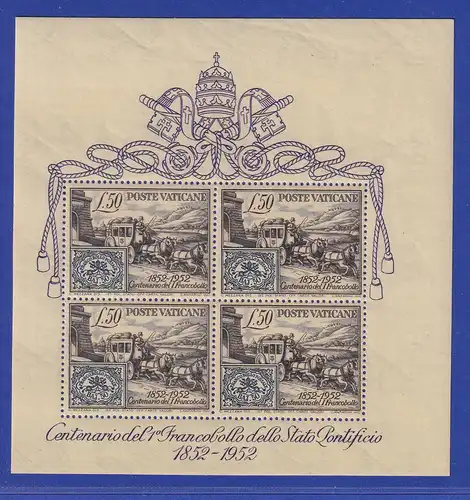 Vatikan 1952 100 Jahre Briefmarken im Kirchenstaat Mi.-Nr. Block 1 Übergröße **
