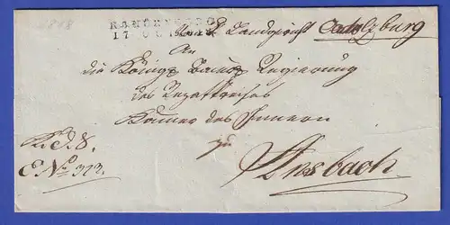 Bayern Dienstbrief mit Rayon-Stempel NÜRNBERG 1818