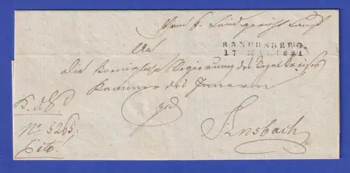 Bayern Dienstbrief mit Rayon-Stempel NÜRNBERG 1821