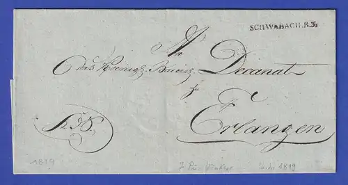 Bayern Kirchlicher Dienstbrief mit Rayon-Stempel SCHWABACH 1819