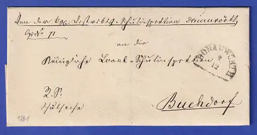 Bayern Dienstbrief mit Halbkreis-Stempel DONAUWÖRTH 1861