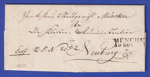 Bayern Dienstbrief mit Zweizeiler-Stempel MÜNCHEN 1839