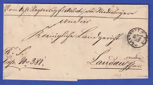 Bayern Dienstbrief mit Rundstempel LANDSHUT 1861