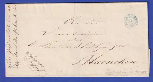 Bayern Dienstbrief mit Fingerhut-Stempel TRAUNSTEIN in grün 1844