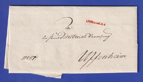 Bayern Dienstbrief mit Rayon-Stempel ANSBACH in rot 1808