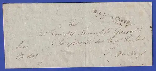 Bayern Dienstbrief mit Rayon-Stempel NÜRNBERG 1814