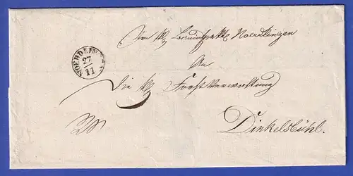 Bayern Dienstbrief mit Fingerhut-Stempel NOERDLINGEN 1834