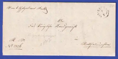 Bayern Dienstbrief mit Fingerhut-Stempel SIMBACH a/Inn 1847