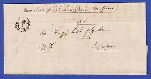 Bayern Dienstbrief mit Fingerhut-Stempel MÜHLDORF 1838