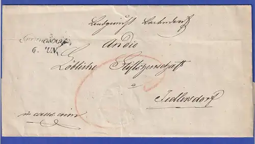 Österreich Kirchlicher Dienstbrief mit Einzeiler Gaunersdorf 1841