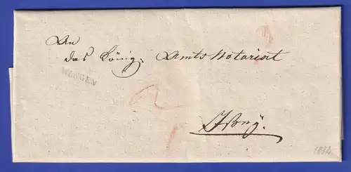 Bayern Dienstbrief mit Einzeiler WANGEN 1832