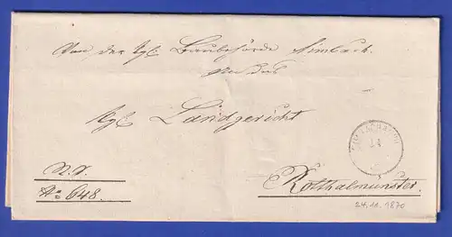 Bayern Dienstbrief mit Rundstempel SIMBACH a./INN 1870