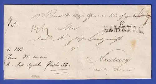 Bayern Dienstbrief mit schwarzem Einzeiler BAMBERG 1842