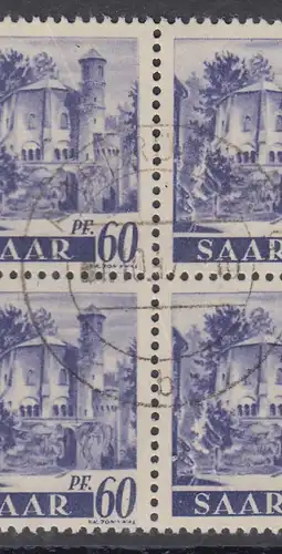 Saarland Freimarken 1947 Lot 5 bessere O Viererblocks gest. gepr. mit Befund