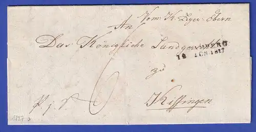 Bayern Dienstbrief mit Zweizeiler NÜRNBERG 1827