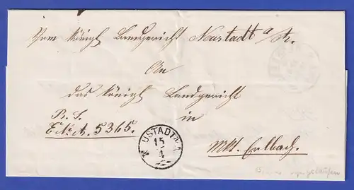 Bayern Dienstbrief mit Rundstempel NEUSTADT a/A 1869