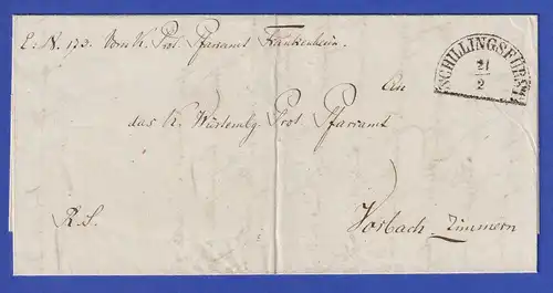 Bayern Kirchlicher Dienstbrief mit Halbkreis-Stempel SCHILLINGSFÜRST 1852