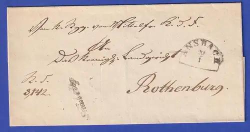 Bayern Dienstbrief mit Halbkreis-Stempel ANSBACH