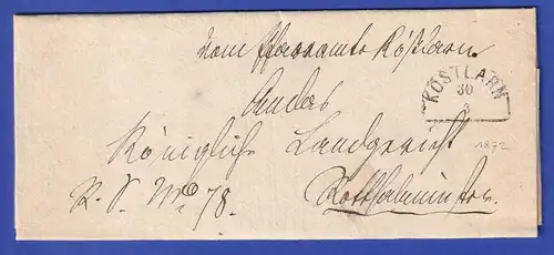 Bayern Dienstbrief mit Halbkreis-Stempel KÖSTLARN 1872