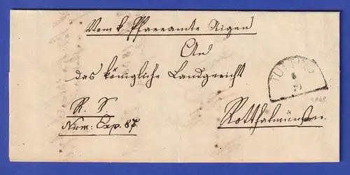 Bayern Dienstbrief mit Halbkreis-Stempel TUTTING 1868
