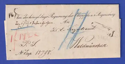 Bayern Dienstbrief mit Zweizeiler REGENSBURG 1864