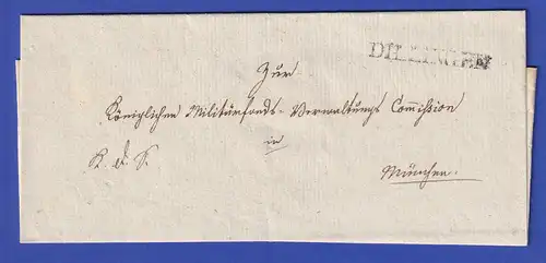 Bayern Militärischer Dienstbrief mit Einzeiler DILLINGEN 1820er Jahre