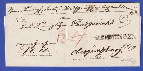 Bayern Dienstbrief mit Einzeiler MEMMINGEN 1839