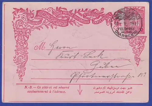 Deutsche Post in der Türkei 1917 Felpostkarte aus DIABARKIR gestempelt