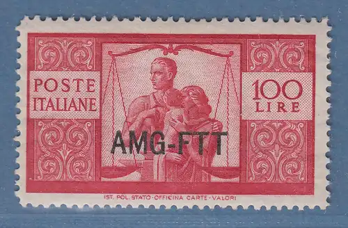 Triest Zone A 1949 Freimarken Höchstwert 100 Lire Mi.-Nr. 91 postfrisch **