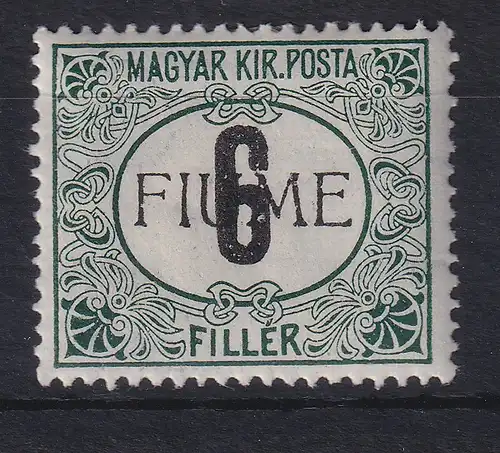 Fiume 1918 Portomarke 6 f Mi.-Nr. 1 II Z ungebraucht *