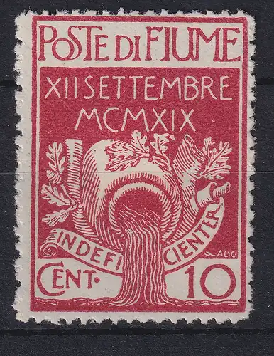 Fiume 1920 Militärpostmarke 10 C Mi.-Nr. 2 ungestempelt ohne Gummierung (*)