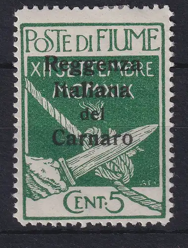 Fiume 1920 Besetzung der Carnaro-Inseln 5 C Mi.-Nr. 3 ungebraucht *