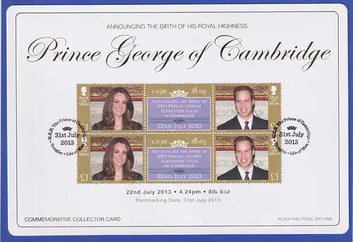 Großbritannien 2013 Souvenir-FDC zur Geburt von Prince George of Cambridge