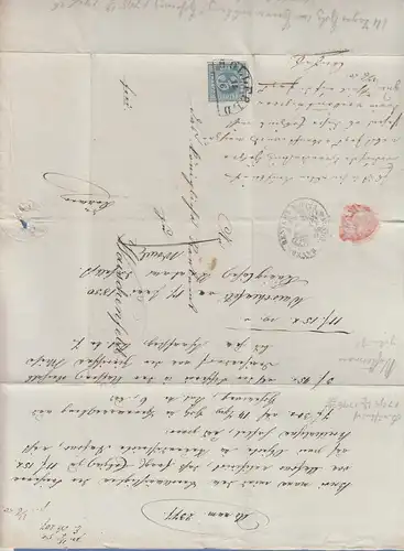 Bayern 3 Kreuzer blau TYPE I  auf Brief von HOLLFELD n. Waischenfeld, 13.6.1850