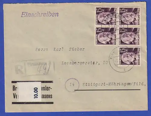 Franz. Zone Rh.-Pfalz Mi-Nr. 5 und 2 auf R-Brief aus PIRMASENS vom 7.5.48