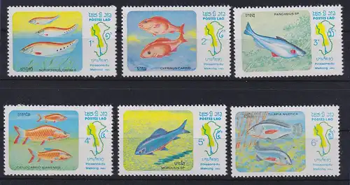 Laos 1983 Fische aus dem Mekong Mi.-Nr. 670-675 postfrisch ** 