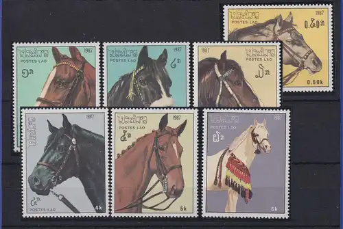 Laos 1987 Pferde  Mi.-Nr. 1003-1009 postfrisch ** 