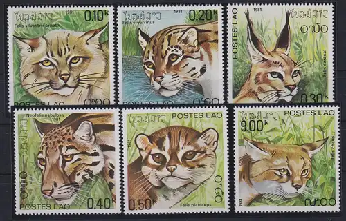 Laos 1981 Raubkatzen Mi.-Nr. 517-522  postfrisch ** 
