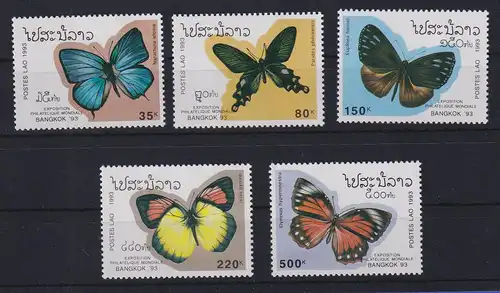 Laos 1993 Schmetterlinge Mi.-Nr. 1378-1382 postfrisch ** 