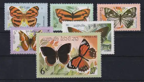 Laos 1982 Schmetterlinge Mi.-Nr. 554-559 postfrisch ** 