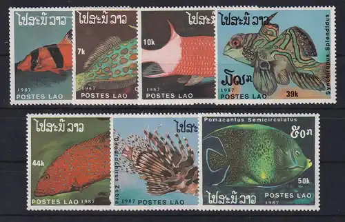 Laos 1987 Fische Mi.-Nr. 1038-1044 postfrisch ** 