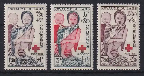 Laos 1953 Rotes Kreuz Mi.-Nr. 31-33 postfrisch ** 