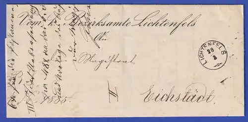 Bayern Dienstbrief mit Rundstempel LICHTENFELS 1864