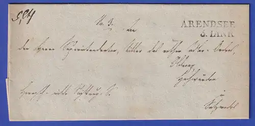 Preußen Dienstbrief mit Zweizeiler-Stempel ARENDSEE nach 1817 / vor 1840
