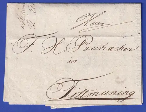 Bayern Geschäftsbrief nach Tittmoning von 1835 ohne postalische Vermerke