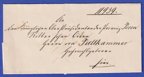 Preußen Dienstbrief an den königl. Oberpräsidenten Herrn v. Puttkammer ohne Jahr