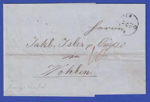 Schweiz Brief mit Rundstempel ALTSTETTEN 1861